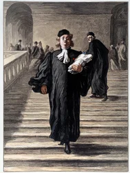 Ein Anwalt in Robe am Gerichtshof. Lithographie von Honoré Daumier (19. Jahrhundert) Paris, Musée Carnavalet