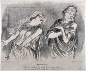 Andromaque Stich von Honore Daumier (1808-1879) in Le Charivari. Palais Longchamp, Musée des Beaux Arts de Marseille.