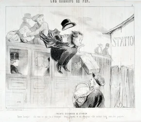 Serie „Die Eisenbahnen“. „Dreißig Sekunden Station - Tiens Joseph! Hier ist alles, was ich dir schicken muss... drei Pakete und ein Reisender - Vor allem achte auf die Pakete“.