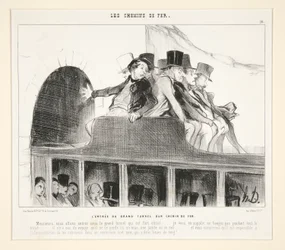 Der Eingang zum großen Eisenbahntunnel, aus „Die Eisenbahnen“, in Le Charivari, 22. März 1844