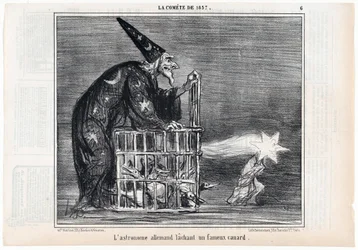 Der Komet von 1857, Der deutsche Astronom lässt eine berühmte Ente los, aus Le Charivari, veröffentlicht 1858