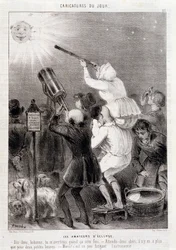 Die Liebhaber der Sonnenfinsternis - Gravur von Daumier, in „Charivari“, ca. 1840