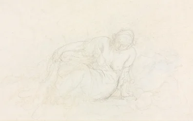 Liegende Frau, die sich auf ihren Arm stützt, verso, 1855-60