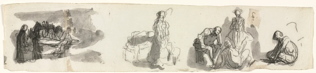 Blatt mit Studien einer Gruppe von vier Figuren rechts (recto)