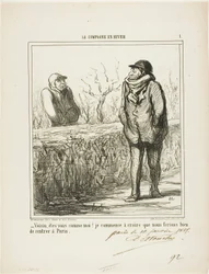 „- Hallo, Nachbar, bist du wie ich? Ich beginne zu glauben, wir würden gut daran tun, nach Paris zurückzukehren,“ Tafel 1 aus La Campagne En Hiver