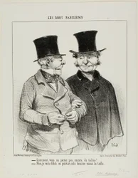 „- Trägst du noch keinen Talma? - Nein, ich bleibe dem Mantel treu, er schmeichelt meiner Taille mehr,“ Platte 1 aus Les Bons Parisiens