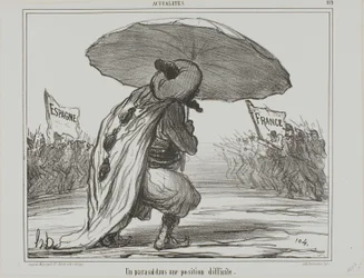 Ein Regenschirm in einer schwierigen Position, Platte 119 aus Actualités