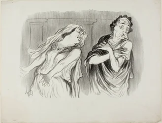 Andromache. „- Das Schicksal unserer Familie war erbarmungsloser Tod, mein Mann wurde bis zu seinem letzten Atemzug gefoltert,“ Platte 6 aus Physionomies Tragiques