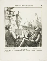 An der Bar. Treffpunkt für die wahren Liebhaber französischer Skulptur und bayerischen Bieres, Platte 5 aus Croquis pris à l