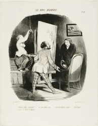 „Kommen Sie herein, Monsieur, seien Sie nicht schüchtern. Es ist ein lebendes Bild ... genau wie das, was Sie an der Porte Saint-Martin sehen würden“, Tafel 62 aus Les Bons Bourgeois