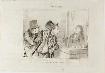 „Alles ist bezahlt? Und wir haben niemanden beleidigt... Auf Wiedersehen“, Tafel 31 aus Types Parisiens