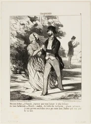 Monsieur Arthur: „- Oh Pamela! Ich brenne vor Liebe zu dir!“ Der Ehemann Kräuterhändler: „- Eine Malve... aus der Familie der Malvaceae... ein Beruhigungsmittel... Ich glaube nicht, dass mein Freund Arthur dieses Exemplar im Herbarium hat, das er mich gebe