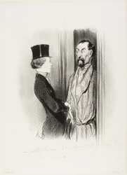Das Rendezvous. „- Madame Eudoxie Blancminet? - Das bin ich, Monsieur... was kann ich für Sie tun?“, Platte 44 aus Les Beaux Jours De La Vie