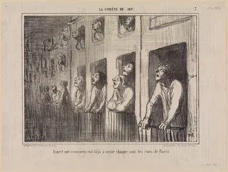 Aussehen, das die Straßen von Paris bereits jeden Abend anzunehmen beginnen (Der Komet von 1857, Blatt 7)