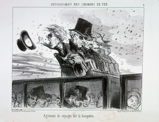 Physiognomien der Eisenbahn Nr. 6: Das Vergnügen, auf der Sitzbank zu reisen.