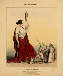 Revue Caricaturale Nr. 9: Lucrezia und die Burgraves. Lucrezia, in unserer Zeit, durch ein schöneres Schicksal...