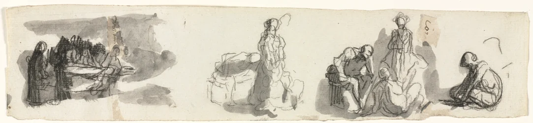 Blatt mit Studien einer Gruppe von vier Figuren rechts (recto)