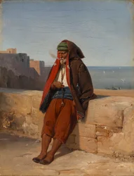 Ein Algerier, eine Pfeife schmauchend