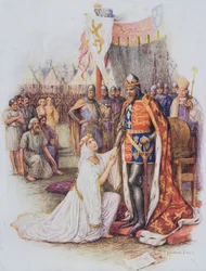 Königin Philippa bittet für die Bürger von Calais, Illustration aus 
