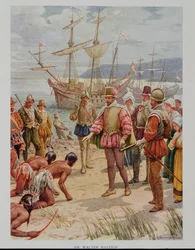 Sir Walter Raleigh (1552-1618) landet in Virginia