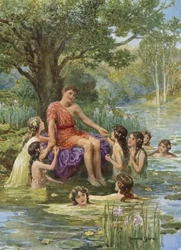 Die Wassernymphen kamen, um ihn zu sehen, und liebten ihn. Aus Wie die Argonauten nach Kolchis segelten