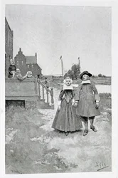 Entlang des Kanals im alten Manhattan, Illustration aus 