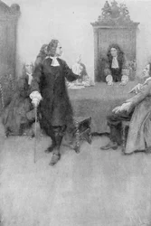 Ein Interview zwischen Sir Edmund Andros und James Blair, Illustration aus 