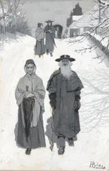 Die Dunkers - Auf dem Weg zum Treffen, Zeichnung einer Illustration, veröffentlicht in Harper