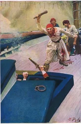 Der echte Kampf begann, aus Howard Pyles Buch der Piraten, veröffentlicht von Harper & Bros, 1921