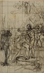 Vergrößerte Studie für eine Illustration in Tacitus "Tibère, ou Les Six Premiers Livres des Annales", Buch 1, Bd. 1