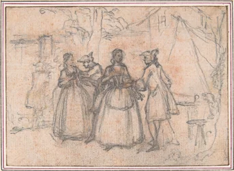 Studie für „Die misstrauische Schöne“, radierte Vignette in „Lieder aus der Oper Flora“