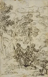 Studie für Vignette in Fontenelles (zugeschrieben) "Les Amours de Mirtil", Canto III