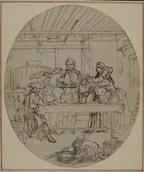 Studie für eine nie veröffentlichte zweite Ausgabe von Colles "La Partie de Chasse de Henri IV", Akt III, Szene 10