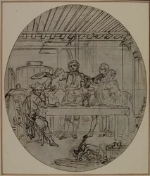 Studie für eine nie veröffentlichte zweite Ausgabe von Colles "La Partie de Chasse de Henri IV", Akt III, Szene 10
