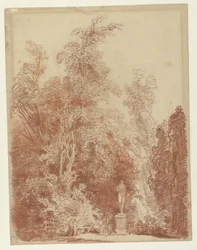 Ansicht in einem Park mit einer Venusstatue