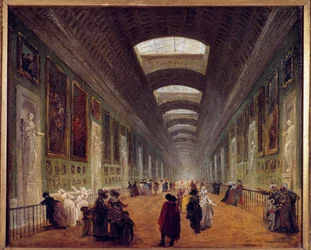 Projekt zur Gestaltung der Grand Galerie des Louvre um 1789. Gemälde von Hubert Robert (1733-1808) 18. Jahrhundert