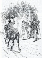 "Mr Perry zu Pferd" (Illustration)