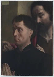 Porträt eines betenden Mannes mit Johannes dem Täufer