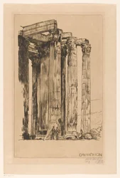 Olympieion mit zwei Männern vor einer Säule