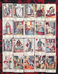 LeNormand-Karten in vier Sprachen (Ungarisch, Deutsch, Serbisch und Kroatisch), Ende des 19. Jahrhunderts