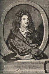 Porträt von Charles de La Fosse (1636-1716), französischer Maler - Gravur von Dumchange nach H. Rigaud.