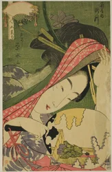 Die Kurtisane Takigawa vom Ogiya, aus der Serie "Schönheiten der fünf Feste (Bijin gosekku)"