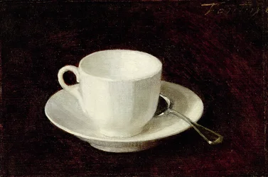 Weiße Tasse und Untertasse, 1864