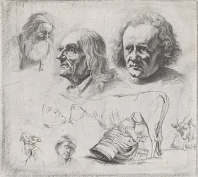 Studie von sechs Köpfen und einer Milchmagd, 1816