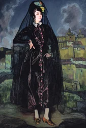 Porträt von Anita Ramirez in Schwarz, 1916