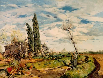 "Die Kapelle". Gemälde von Ignasi Mallol (1892-1940). 1925. Barcelona. Nationales Kunstmuseum von Katalonien.