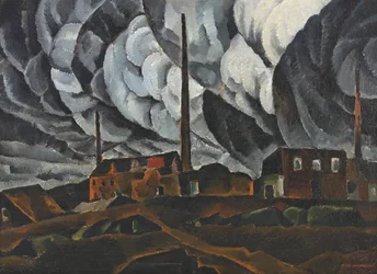 Landschaft mit Fabrikgebäude, frühe 1920er Jahre