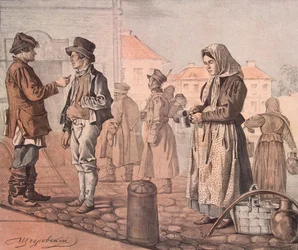 Straßenmilchverkäufer aus der Serie Das sind unsere Leute, 1842