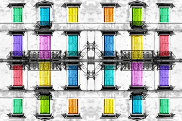 Lebendige Fensterfassade