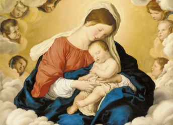 Die Madonna und das Kind in Herrlichkeit mit Engeln